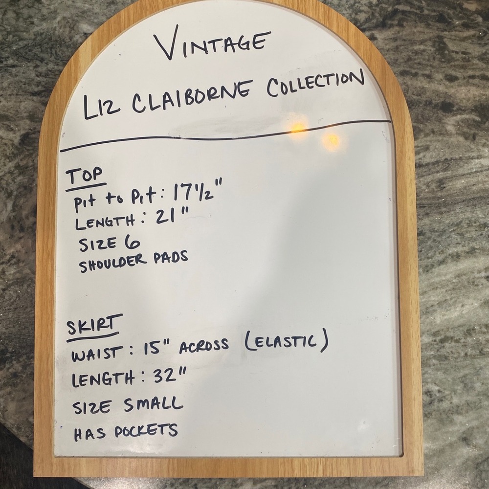 Liz Claiborne Collection Vintage Floral Skirt Set Cream Black 2 Piece Size 6 - Picture 8 of 13